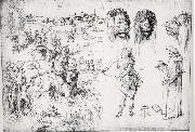 Albrecht Durer Sketch Sheet with the Rape of Europa